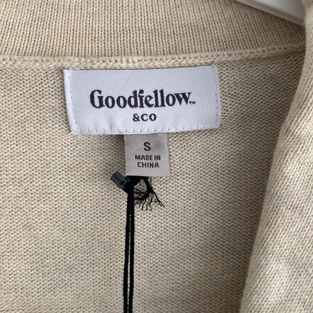 Men’s Cotton Knit Cardigan Lapel Collar Button Down Goodfellow & Co Cream Size S - Picture 4 of 5